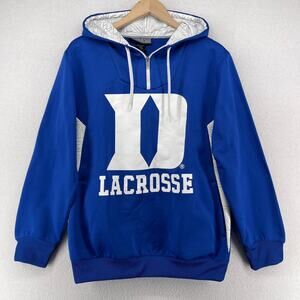 DUKE UNIVERSITY Sweatshirt Adult M LACROSSE BLUE DEVILS Fleece Hooded 1/4 Zip